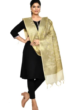 Banarasi Cotton Silk Dupatta in Light Beige