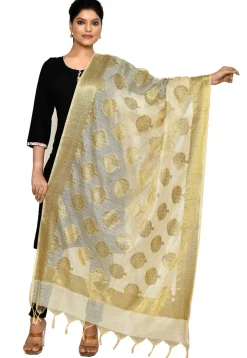 Banarasi Cotton Silk Dupatta in Light Beige
