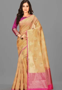 Banarasi Cotton Silk Saree in Beige