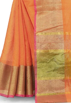 Banarasi Cotton Silk Saree in Orange