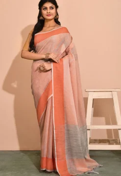 Banarasi Cotton Tissue Saree in Light Peach