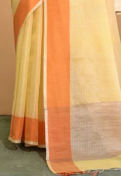 Banarasi Cotton Tissue Saree in Light Yellow