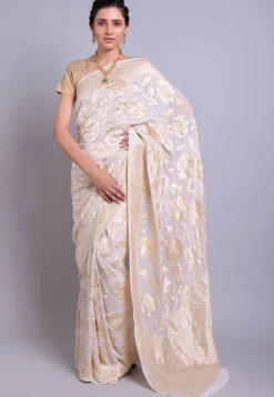 Banarasi Georgette Saree in White