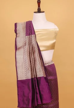 Banarasi Handloom Pure Katan Silk Saree in Violet