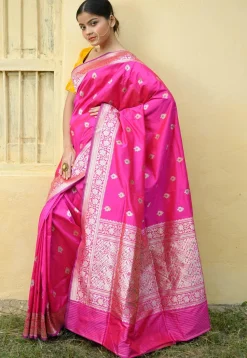 Banarasi Handloom Pure Katan Silk Saree in Fuchsia