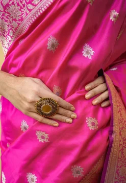 Banarasi Handloom Pure Katan Silk Saree in Fuchsia