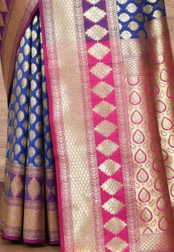 Banarasi Katan Silk Saree in Navy Blue