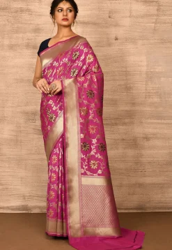 Banarasi Katan Silk Saree in Fuchsia
