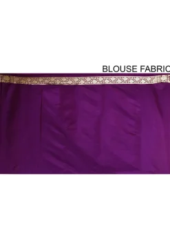 Banarasi Katan Silk Saree in Off White and Purple