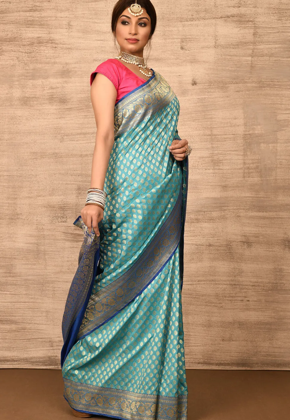 Banarasi Katan Silk Saree in Sky Blue