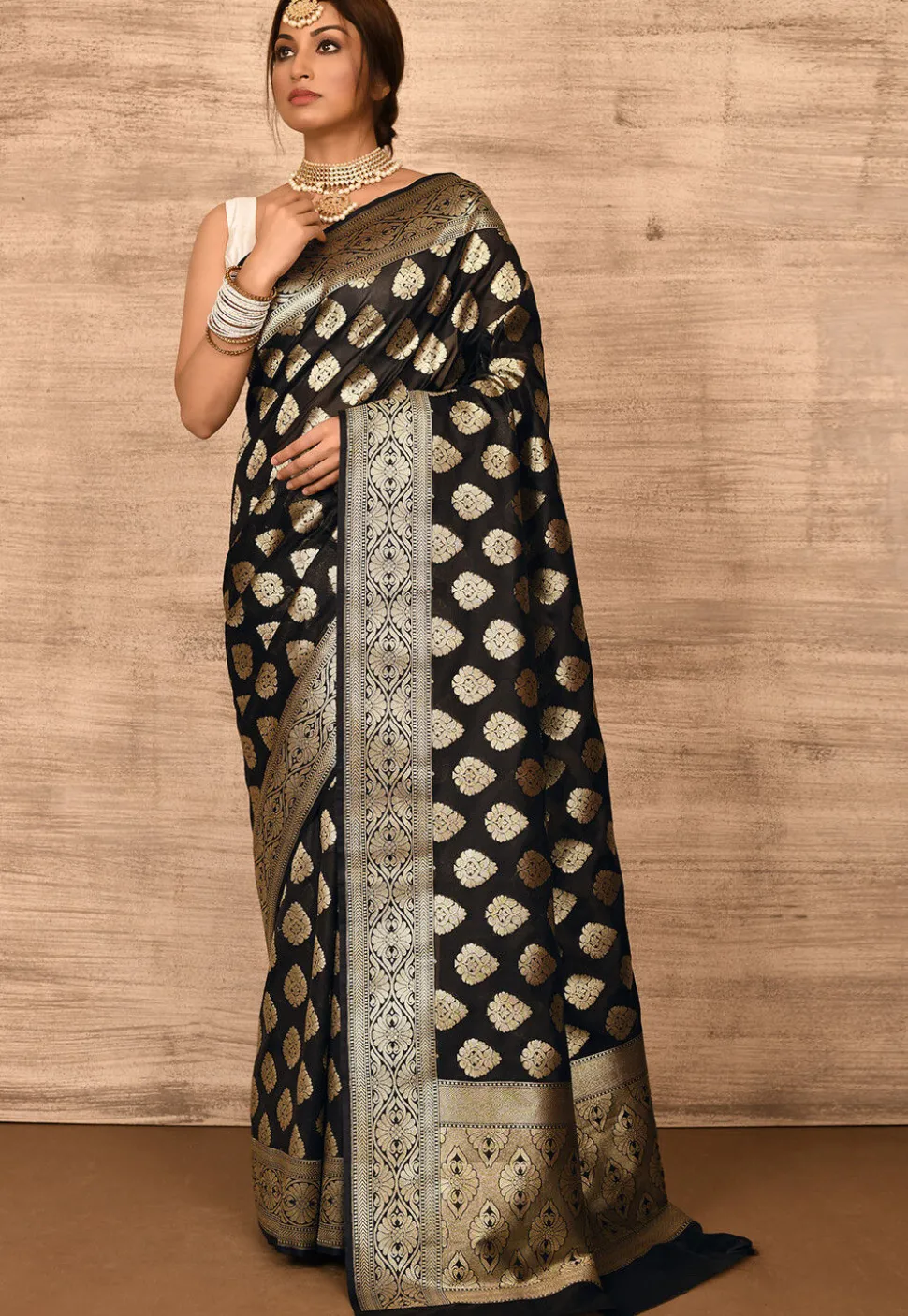 Banarasi Katan Silk Saree in Black