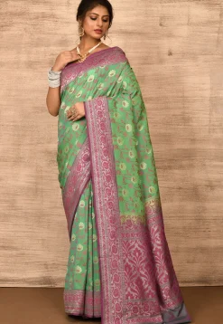 Banarasi Katan Silk Saree in Green