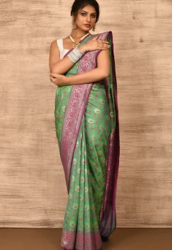 Banarasi Katan Silk Saree in Green