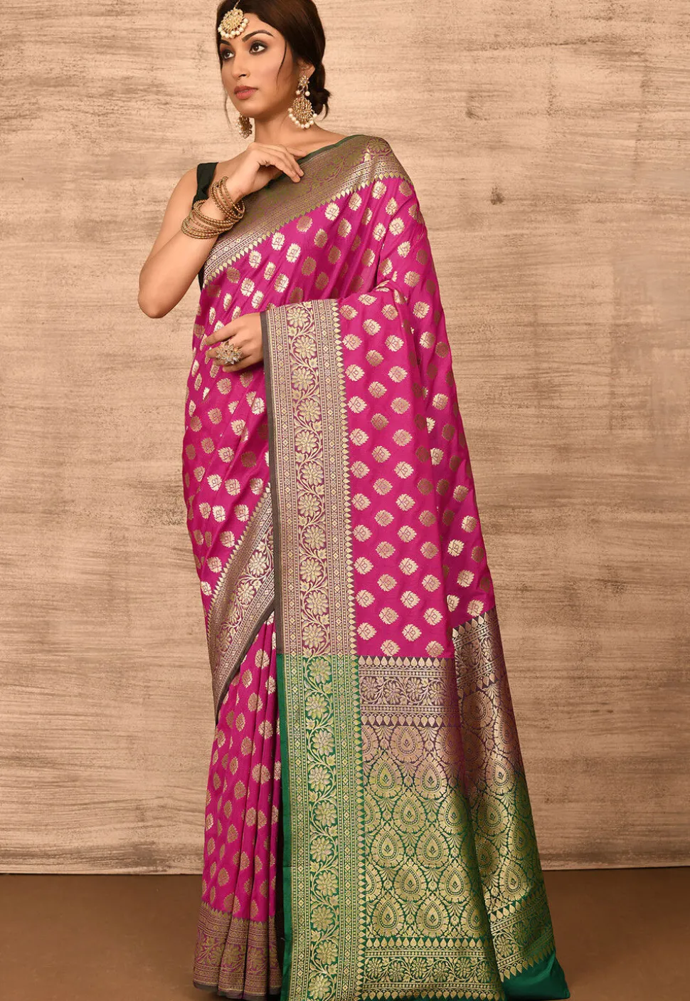 Banarasi Katan Silk Saree in Fuchsia