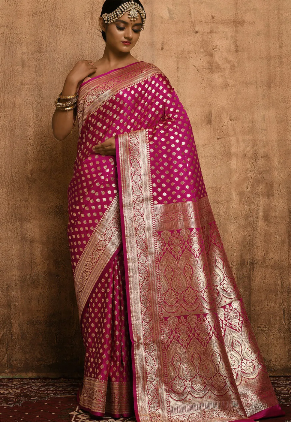 Banarasi Katan Silk Saree in Magenta