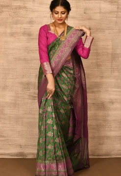Banarasi Katan Silk Saree in Green