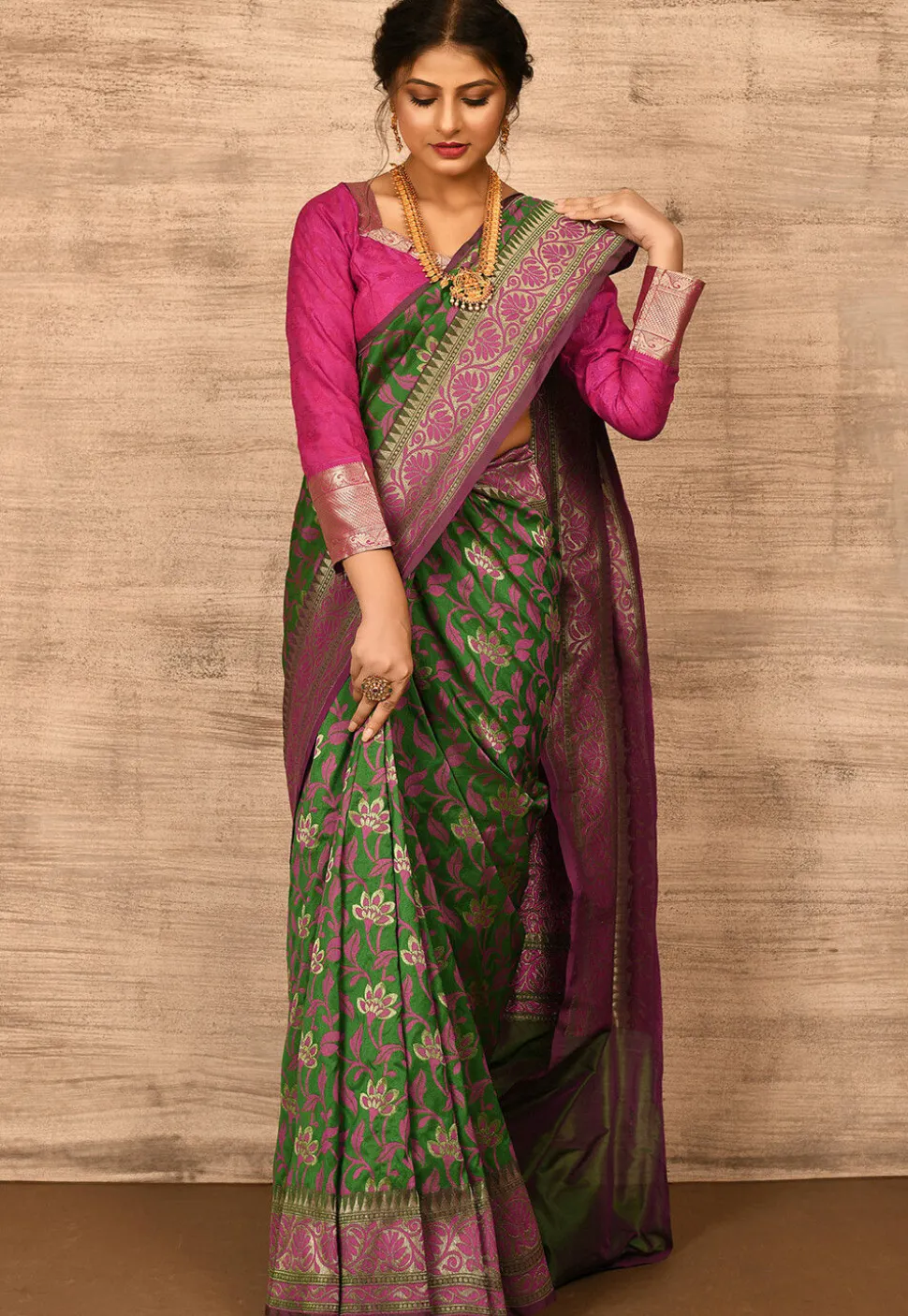 Banarasi Katan Silk Saree in Green