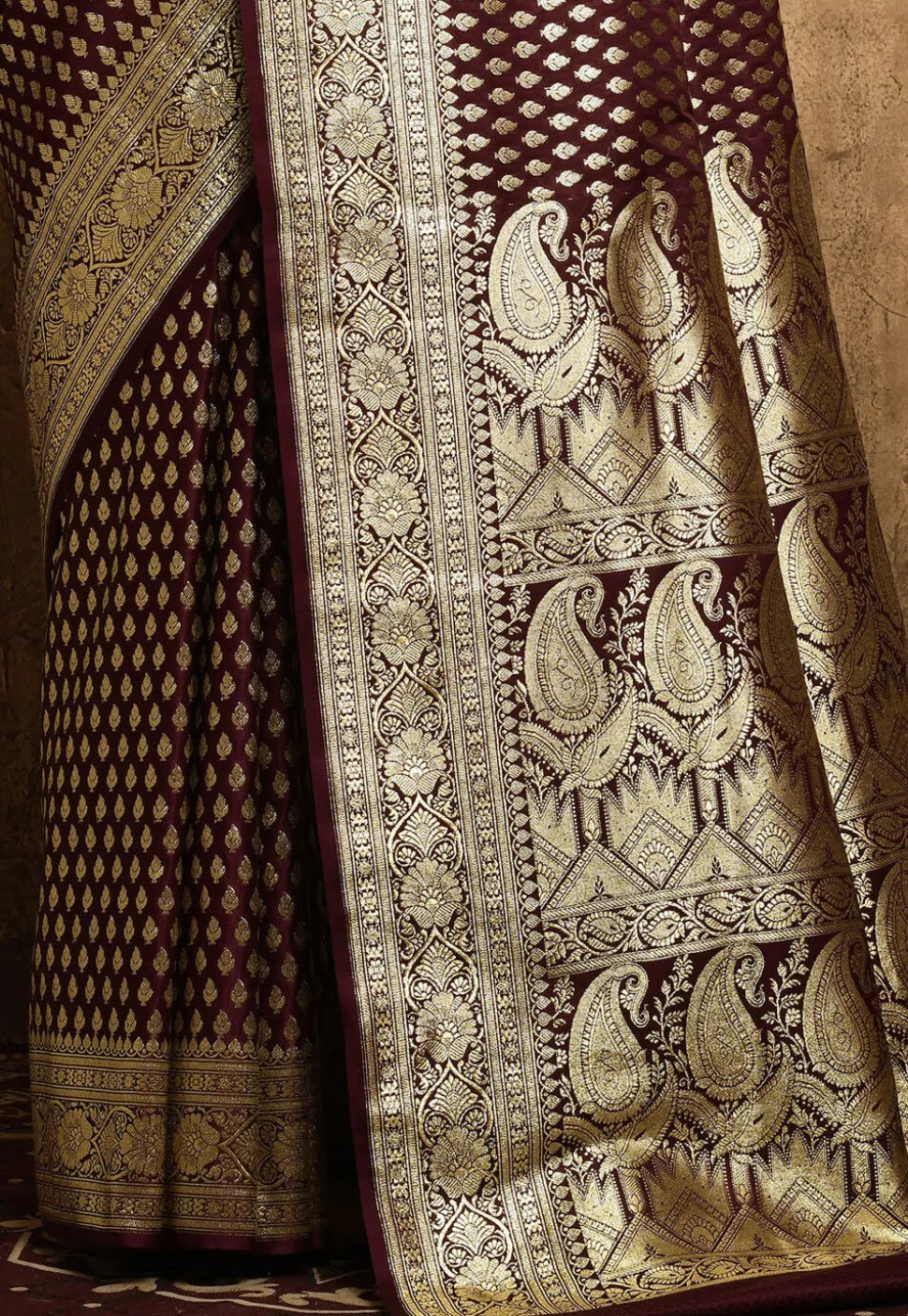 Banarasi Katan Silk Saree in Wine