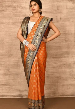 Banarasi Katan Silk Saree in Orange
