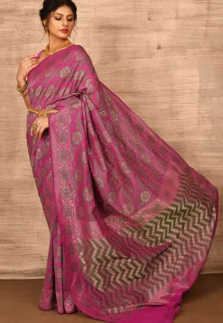 Banarasi Katan Silk Saree in Fuchsia