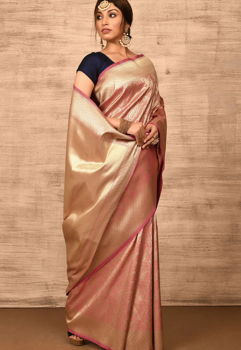 Banarasi Katan Silk Saree in Peach