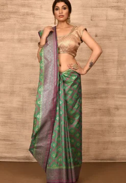 Banarasi Katan Silk Saree in Green