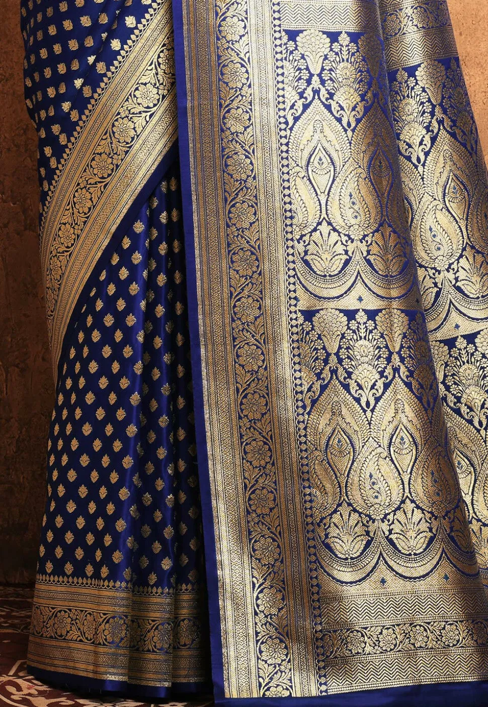 Banarasi Katan Silk Saree in Navy Blue