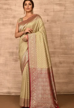Banarasi Katan Silk Saree in Beige