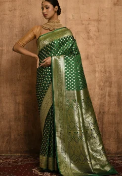 Banarasi Katan Silk Saree in Green