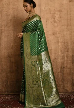 Banarasi Katan Silk Saree in Green