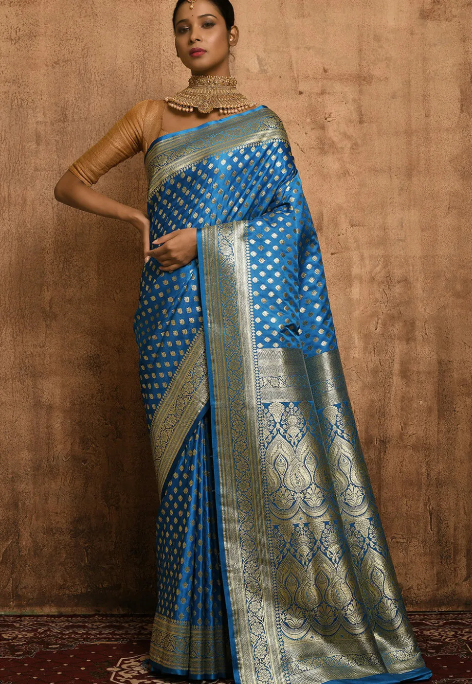 Banarasi Katan Silk Saree in Blue