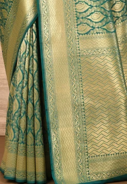 Banarasi Katan Silk Saree in Teal Green