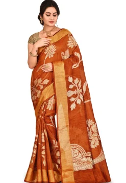 Banarasi Matka Silk Saree in Rust