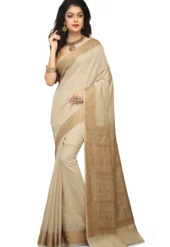 Banarasi Muga Silk Saree in Light Beige