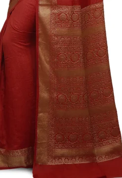 Banarasi Muga Silk Saree in Rust