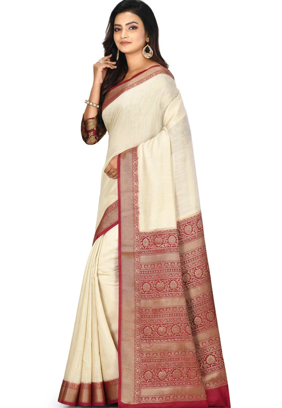 Banarasi Muga Silk Saree in Light Beige