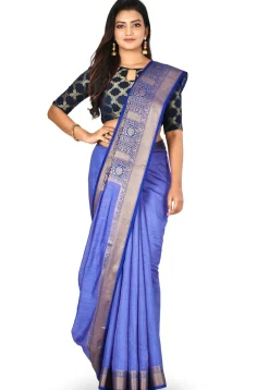 Banarasi Muga Silk Saree in Indigo Blue