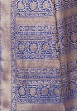 Banarasi Muga Silk Saree in Indigo Blue