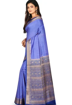 Banarasi Muga Silk Saree in Indigo Blue