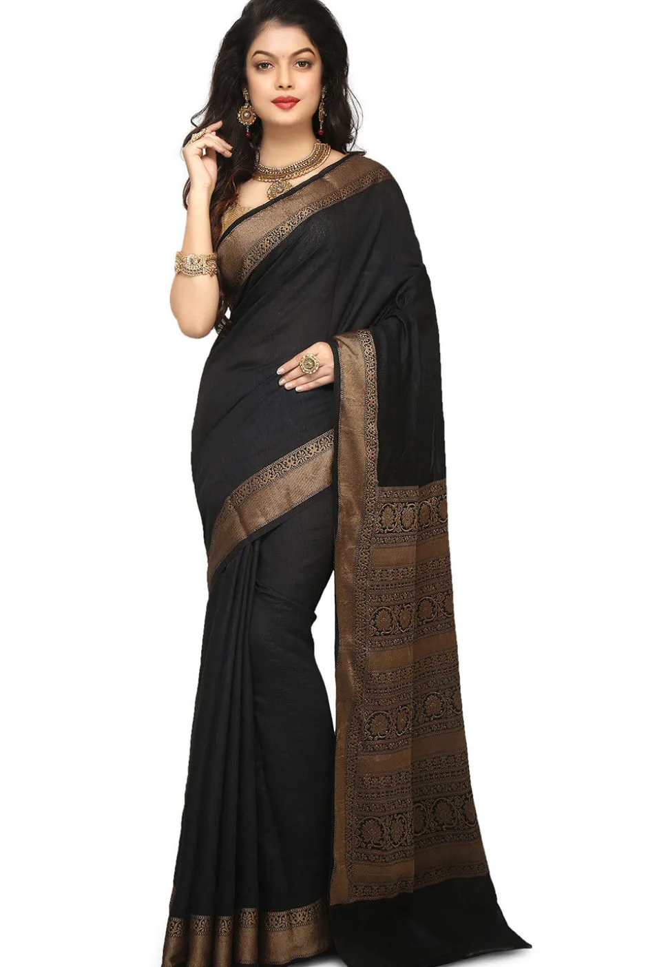 Banarasi Muga Silk Saree in Black