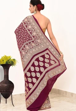 Banarasi Pure Chiffon Saree in Wine