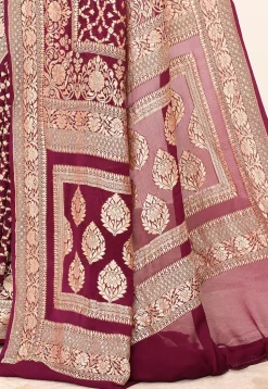 Banarasi Pure Chiffon Saree in Wine