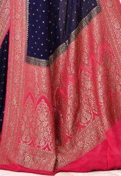 Banarasi Pure Chiffon Saree in Dark Blue