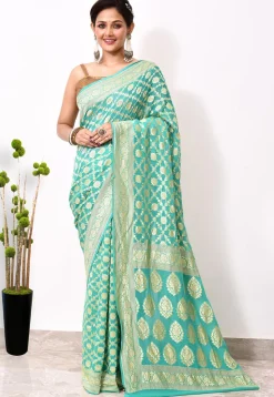 Banarasi Pure Chiffon Saree in Sea Green