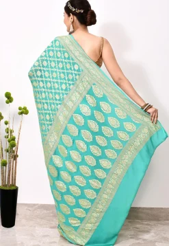 Banarasi Pure Chiffon Saree in Sea Green