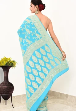 Banarasi Pure Chiffon Saree in Sky Blue