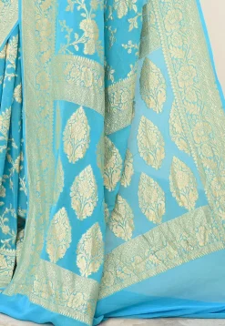 Banarasi Pure Chiffon Saree in Sky Blue