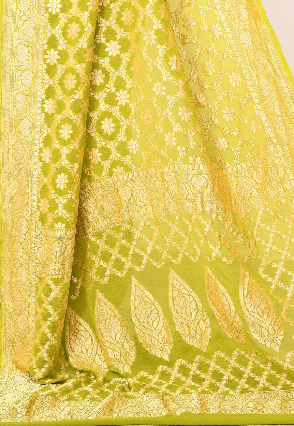 Banarasi Pure Chiffon Saree in Light Green