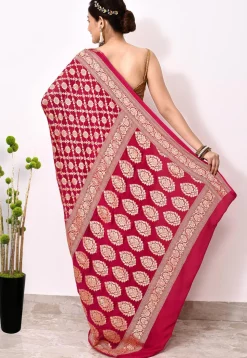 Banarasi Pure Chiffon Saree in Red