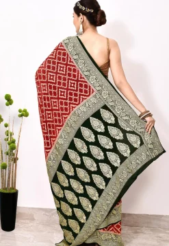 Banarasi Pure Chiffon Saree in Red